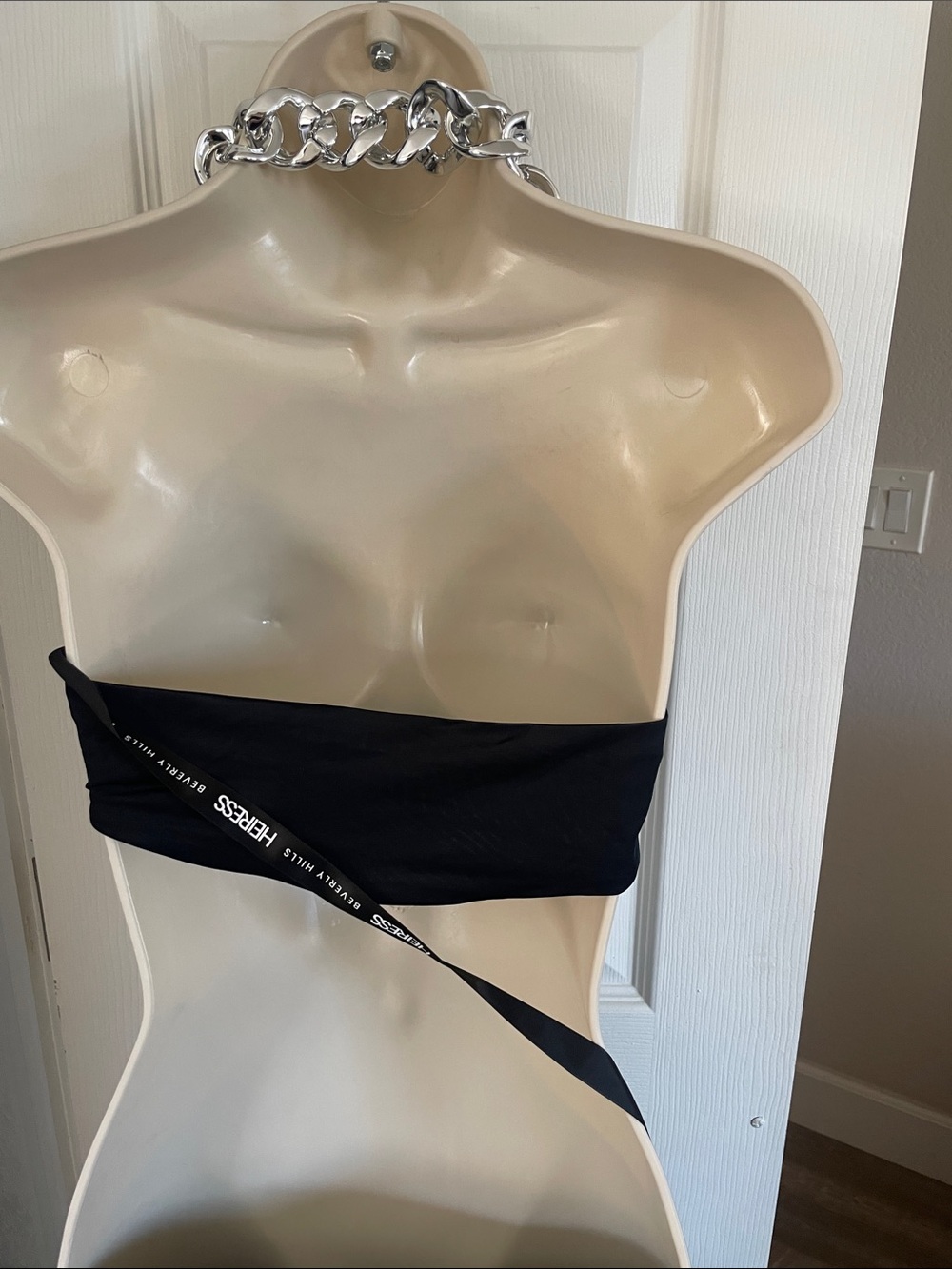 Black Halter Cutout Evening Dress with Metallic Chain Choker #18 - Picture 7 of 12
